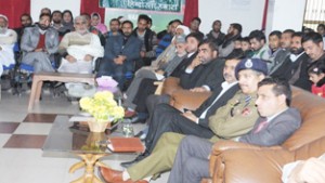 Dignitaries during annual day function organized by Himalyan Education Mission at Rajouri on Sunday. 
