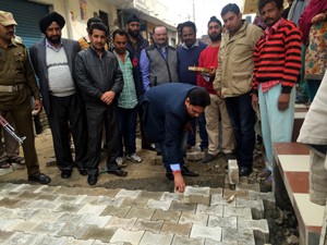MLA R.S. Pura, Dr Gagan Bhagat kick starting development work in his constituency on Monday. 