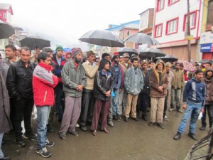 People of different villages protesting against PDD at Bhaderwah. —Excelsior/Tilak Raj