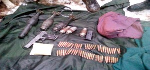 IEDs and ammunition recovered by troops in Kupwara on Sunday. -Excelsior/Aabid Nabi