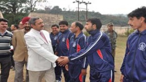 Navin Agarwal, DG Sports interacting with the participants of Refresher Course at Youth Hostel, Nagrota in Jammu on Wednesday.