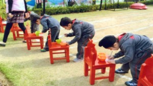 Children of Apple Kids performing activity while celebrating Annual Sports Day on Wednesday.