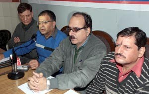 PK leaders at a press conference in Jammu on Friday. -Excelsior/Rakesh