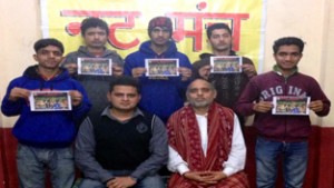 President, Nat Manch, Tarun Sharma along with others on the release of Dogri short film- ‘Dosti Aur Nasha’ at Jammu.