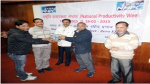 Official of Salal Power Station during closing ceremony of week long National  Productivity Week. 