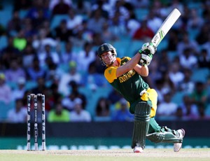 A B de Villiers executing a mighty heave during his swashbuckling knock of unbeaten 162 runs.