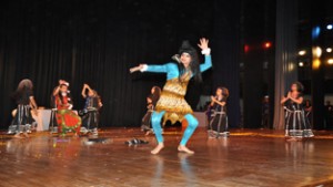 Cultural item being presented by the students during the Annual Day of Sprawling Buds and Apple Kids International Pre-School, Bantalab at General Zorawar Singh Auditorium Complex, University of Jammu.