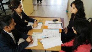 Students and officials during 25th Arynas Job Fest in Jammu.