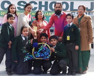 Winners of Flower Arrangement Competition posing along with dignitaries at DPS Jammu on Thursday.