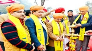 Divisional Commissioner Shantmanu inaugurating Shiv Khori Festival at Peer Kho on Sunday.