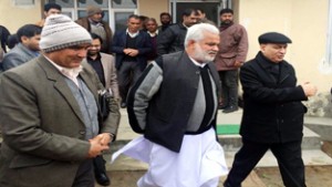 Union Home Secretary, Anil Goswami during his visit to Pouni.