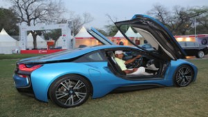 Anirban Lahiri, winner of the Hero Indian Open 2015 experiencing the drive of BMW launched recently in India.