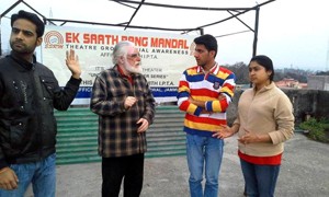 A scene from the play “Jee Yehi Baat Hai” staged by ESRM at Janipur in Jammu on Monday.