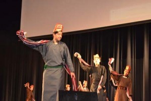 Kargil students presenting cultural item at General Zorawar Singh Auditorium, University of Jammu on Sunday.
