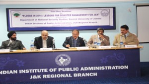 Pawan Kotwal and others on dais during seminar by IIPA at Jammu on Monday.