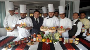 Chefs displaying varieties of cuisines during a food festival at Fortune Inn Riviera, Jammu.