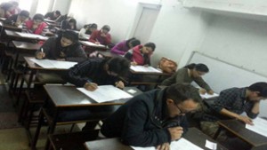 KAS aspirants taking test conducted by SR College of Competitions in Jammu.