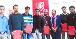 Students placed in top companies posing for a group photograph. 