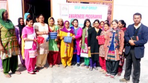 Participants during training activity at Village Mangloor in tehsil Hiranagar.