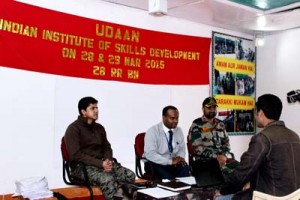 A youth appearing for interview during UDAAN drive by Army at Chandigam on Saturday. -Excelsior/ Aabid Nabi