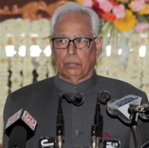 Governor N N Vohra addressing joint session of Legislature on  Wednesday. Another pic on page 6.
