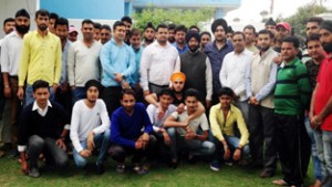 Activists of PYC posing for photograph during Manthan Session at Vijaypur on Monday.