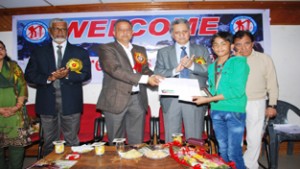 Prizes being distributed among the winners 32nd Annual Prize Distribution Function Organized by Tawi Trekkers in Jammu. 