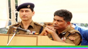 ADGP Armed, J&K, SM Sahai, addressing jawans during a darbar at Jammu.