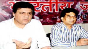 BJP Spokespersons at a press conference at Jammu on Thursday.