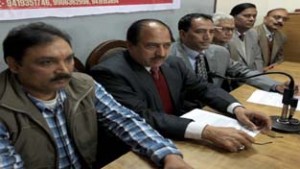 Leaders of JKDCM during a press conference on Monday. -Excelsior/Rakesh