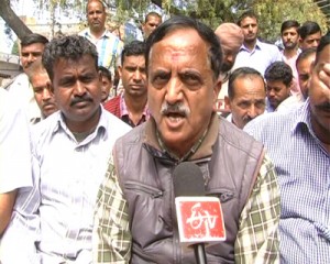 NMC leader Subash Shastri talking to media on Saturday.