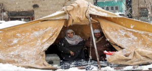 Flood affected families of Lelhar, Kakapora in Pulwama district living in tents. -Excelsior/ Younis Khaliq