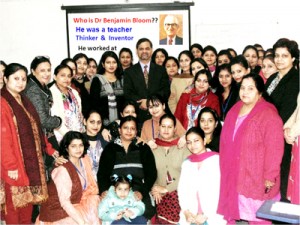 Participants of Workshop on Bloom's Taxonomy posing for a group photograph at Jodhamal School in Jammu.