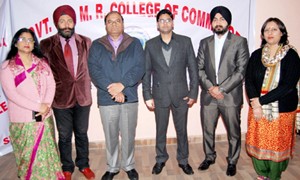 Dignitaries posing for a group photograph during Career Counseling Session at Govt SPMR College of Commerce in Jammu.