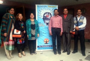 Trainees of Aryan Vedic Maths Programme posing for photograph at Jammu on Saturday.