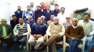 Newly elected office bearers of JKDCM posing for a group photograph at Jammu on Monday.