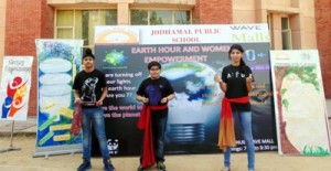 Jodhamal students displaying skill during a Nukkad Natak at Wave Mall in Jammu.