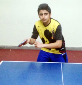 Peddler in action during a table tennis match at Stag Academy in Jammu.