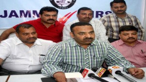 Rakesh Gupta interacting with media persons at Jammu on Tuesday.      -Excelsior/ Rakesh