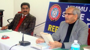 Dignitary speaking at refresher course for Munsiffs at Jammu on Sunday.