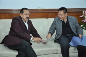 Chief Minister of Nagaland T.R.Zeliang calling on Union Minister Dr Jitendra Singh at his North Block office in New Delhi.