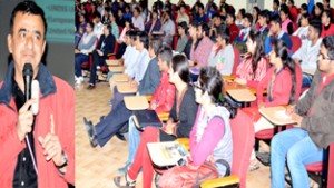 Participants listening to the Resource Person during workshop on Cyber Safety at SMVDU.