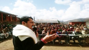 MLA Ramnagar RS Pathania interacting with people.