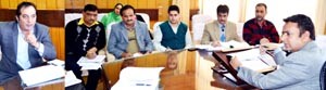 CAPD Minister chairing a meeting at Jammu on Tuesday.