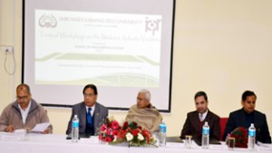 Dignitaries during the inaugural function of Textual Workshop on Samkara Advaita Vedanta at SMVDU, Katra.