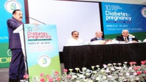 Union Minister Dr Jitendra Singh delivering inaugural address at the Annual Conference of Diabetes in Pregnancy (DIPSI 2015) at Ooty in Tamil Nadu.