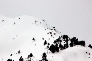 Fresh snowfall in Tanghdar in the frontier district of Kupwara along Line of Control (LoC). -Excelsior/Pic
