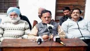 NMC president, Subhash Shastri, addressing a press conference at Jammu on Sunday.