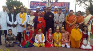 Artists of BLSKS posing for a group photograph after staging musical play ‘Holi Rang Dari Deo’ at Jammu.