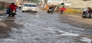 A view of damaged road in Paloura area of Jammu. -Excelsior/Rakesh